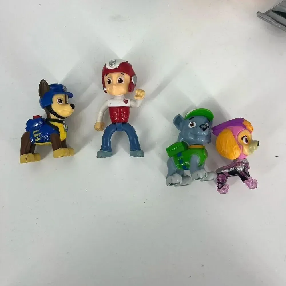 Paw Patrol Deluxe Vehicle Lot of 4 Chase Rocky Skye Ryder Action Figures Toy Set